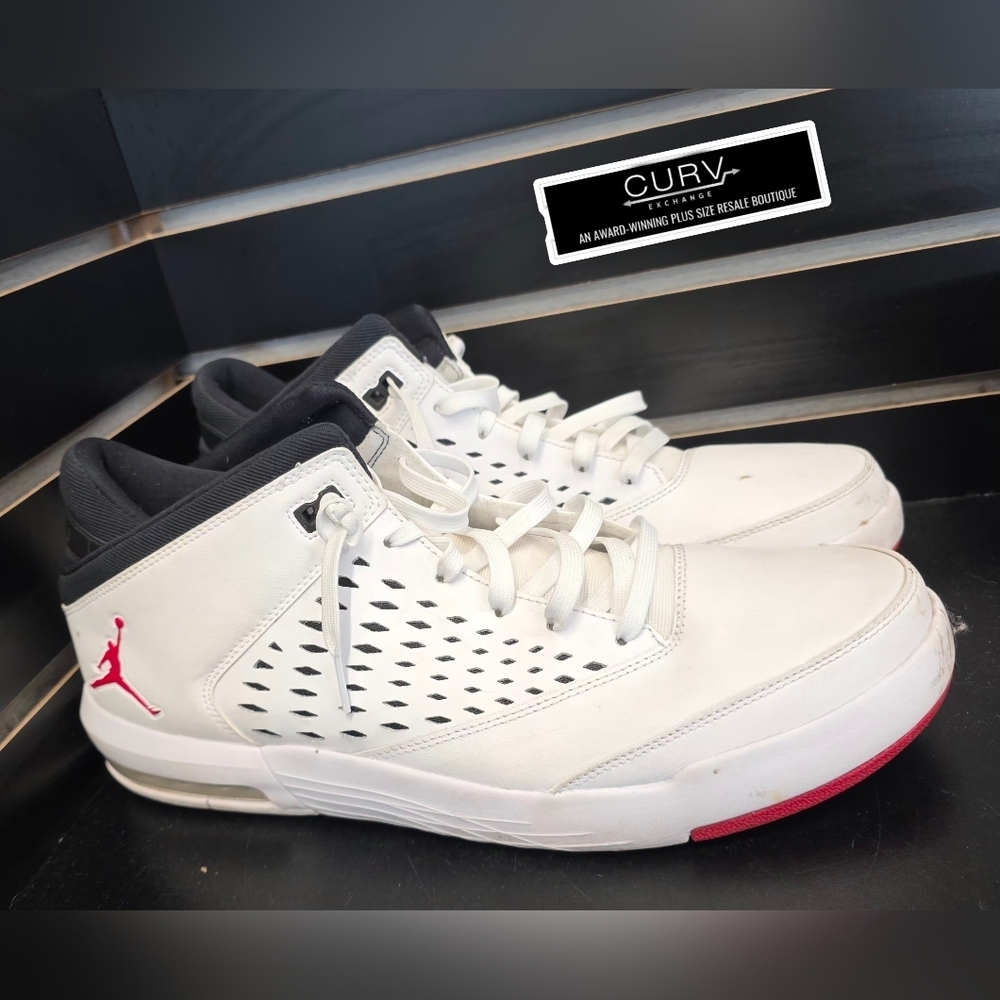 NIKE AIR Jordan Flight Origin 4 sneakers in the white, gym red, and black SZ 15